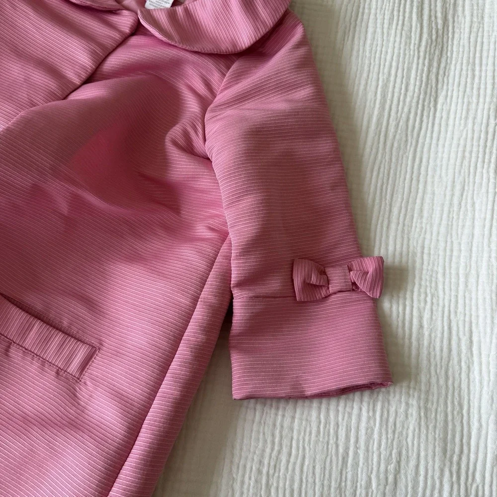 Tommy Bahama Girls Pink Dress Jacket Bow Accents One Button Size 10 Cute Spring
